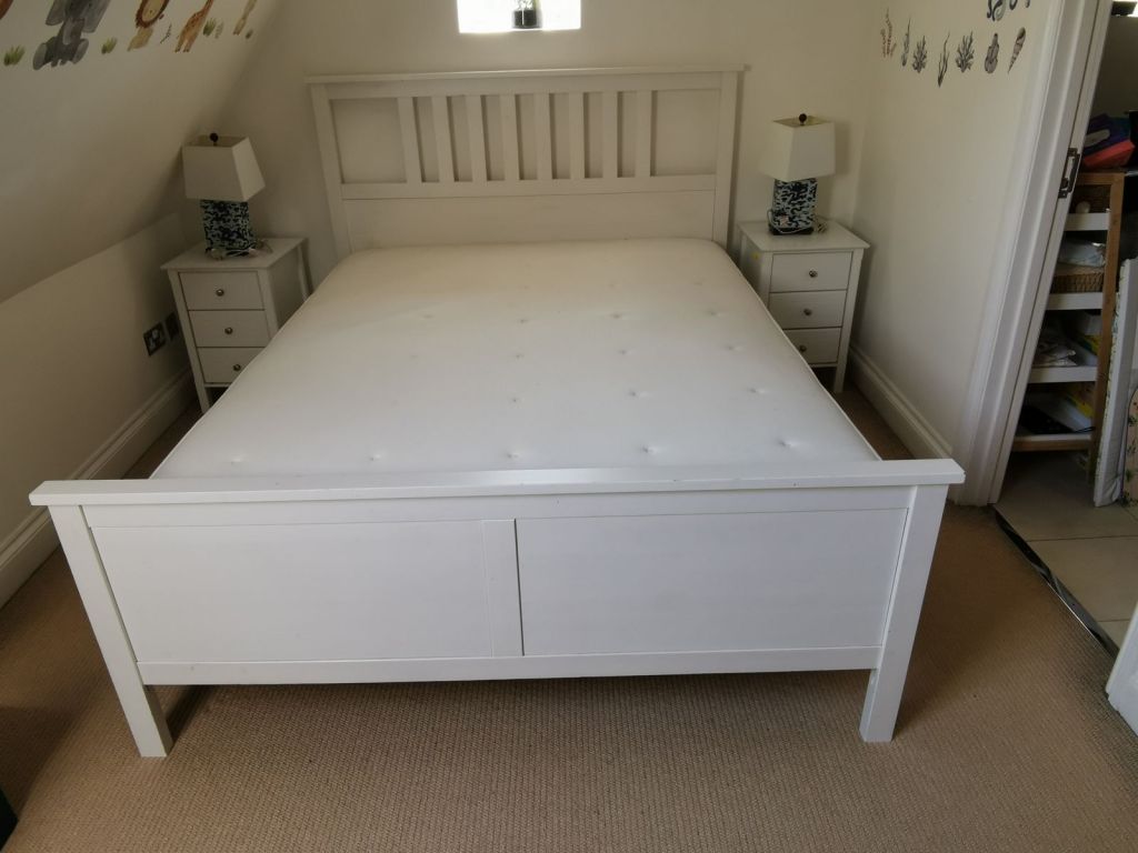 Assembled double bed frame